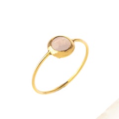 18k Yellow Gold Chalcedony Cabochon Boho Chic Stackable Deco Ring Intini Jewels