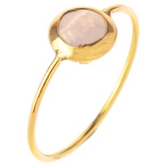 18k Yellow Gold Chalcedony Cabochon Boho Chic Stackable Deco Ring Intini Jewels