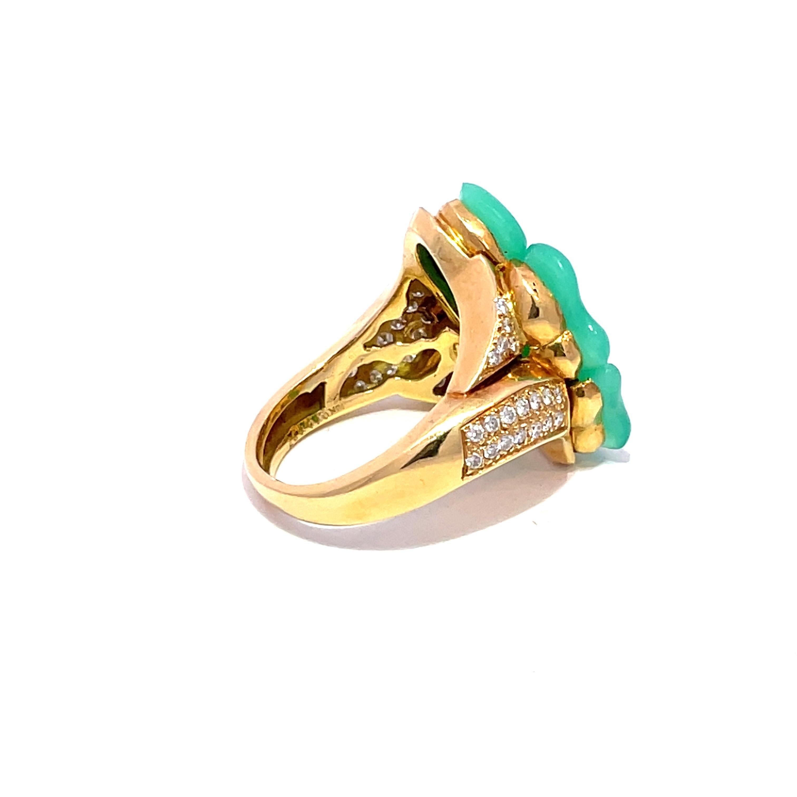 18k Gelbgold Chalcedon, Rubin & Diamant Größe 7,5 Mode Ring (Rundschliff) im Angebot