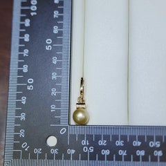 18K Yellow Gold Champagne South Sea Pearl & Diamond Hoop Earrings – 10mm Pearls