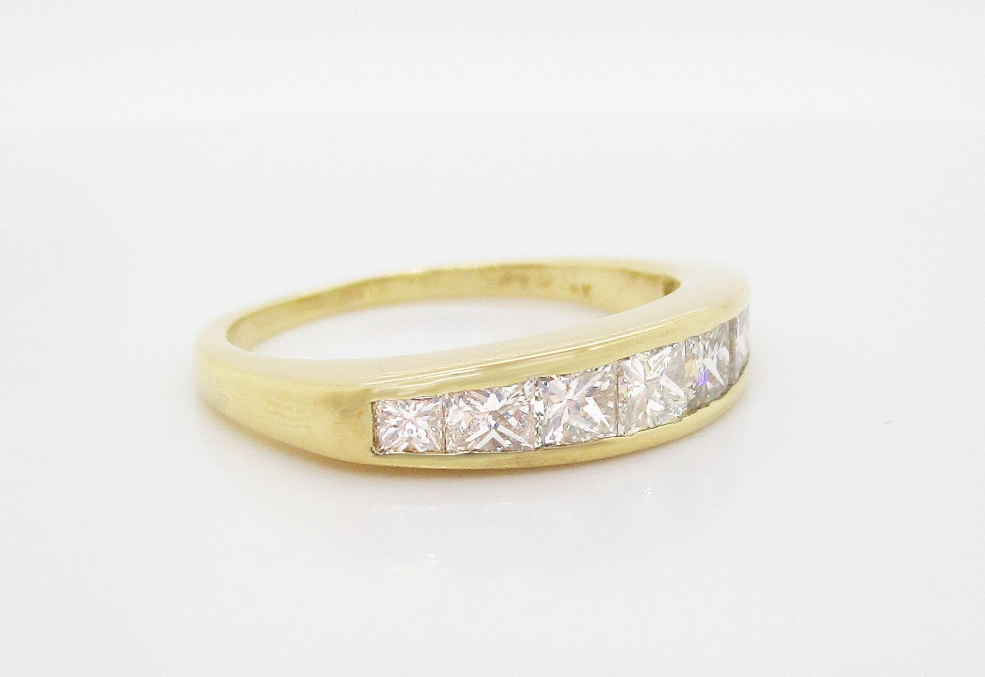 princess-cut anniversary band yellow gold