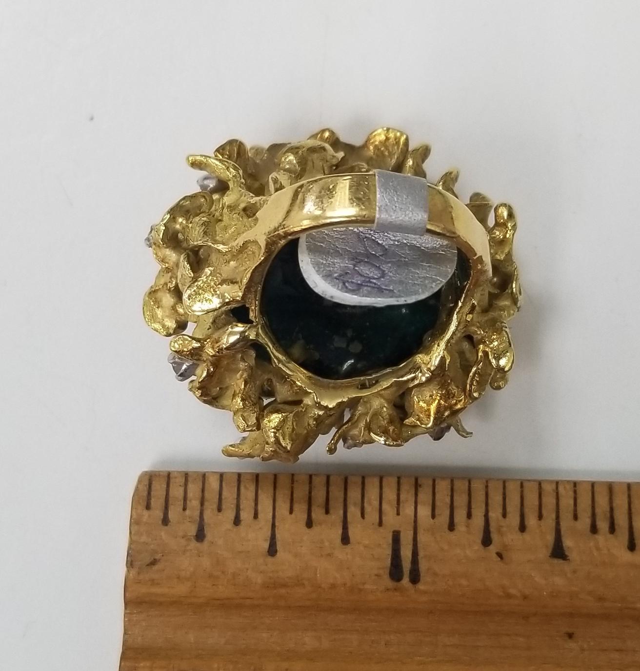 18 Karat Gelbgold Ring mit Smaragdkristallen und Diamanten von Chatham für Damen oder Herren