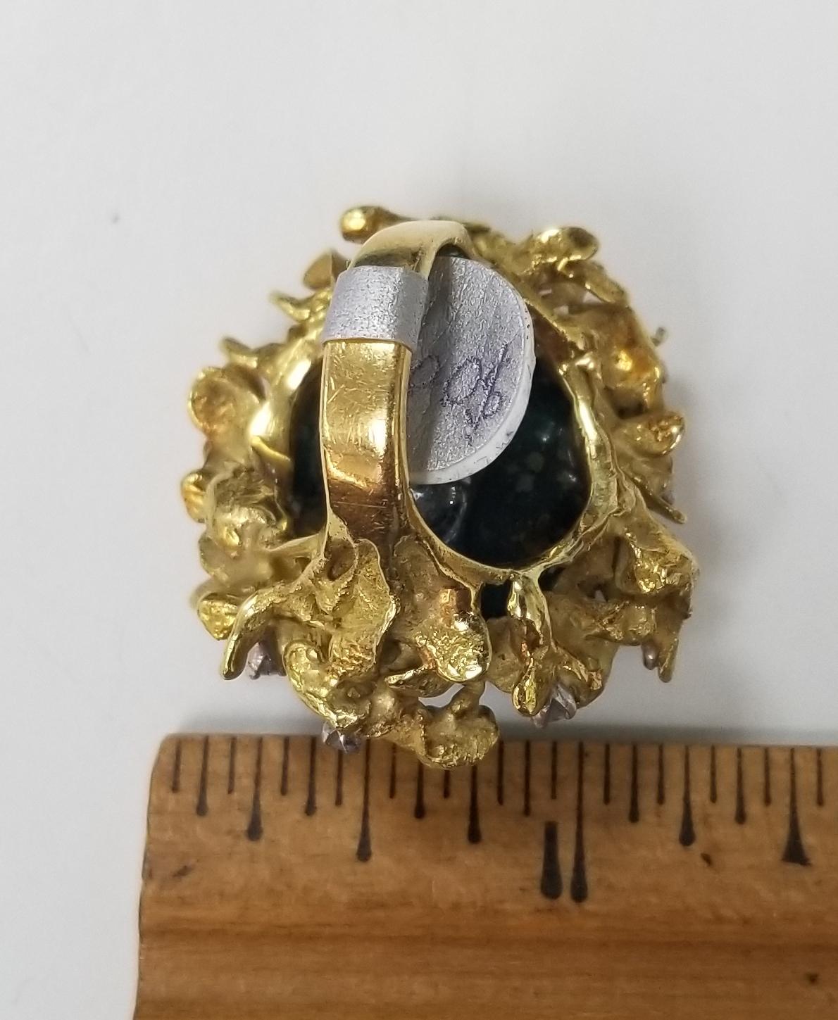 18 Karat Gelbgold Ring mit Smaragdkristallen und Diamanten von Chatham 1
