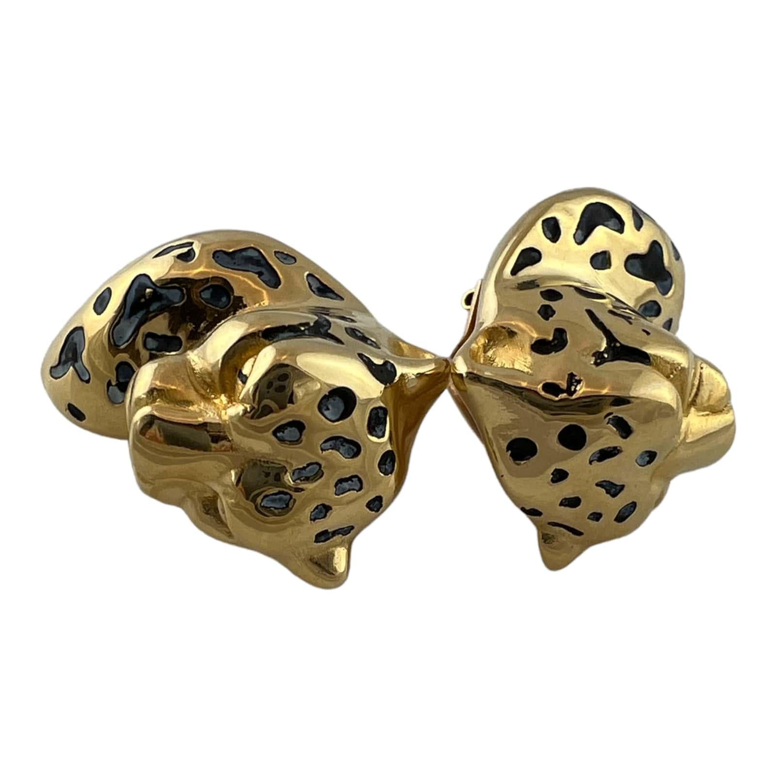 18K Yellow Gold Cheetah Clip on Earrings For Sale 7
