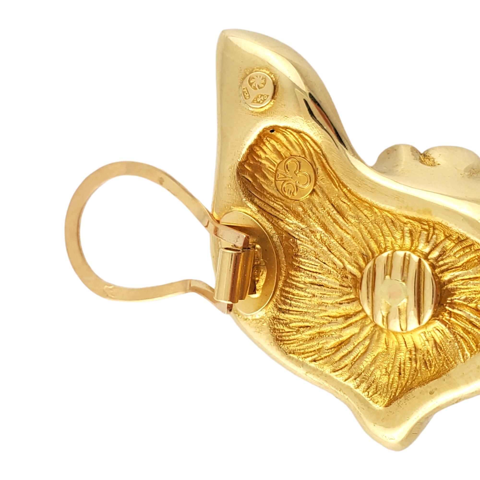 Women's or Men's 18K Yellow Gold Cheetah Clip on Earrings For Sale