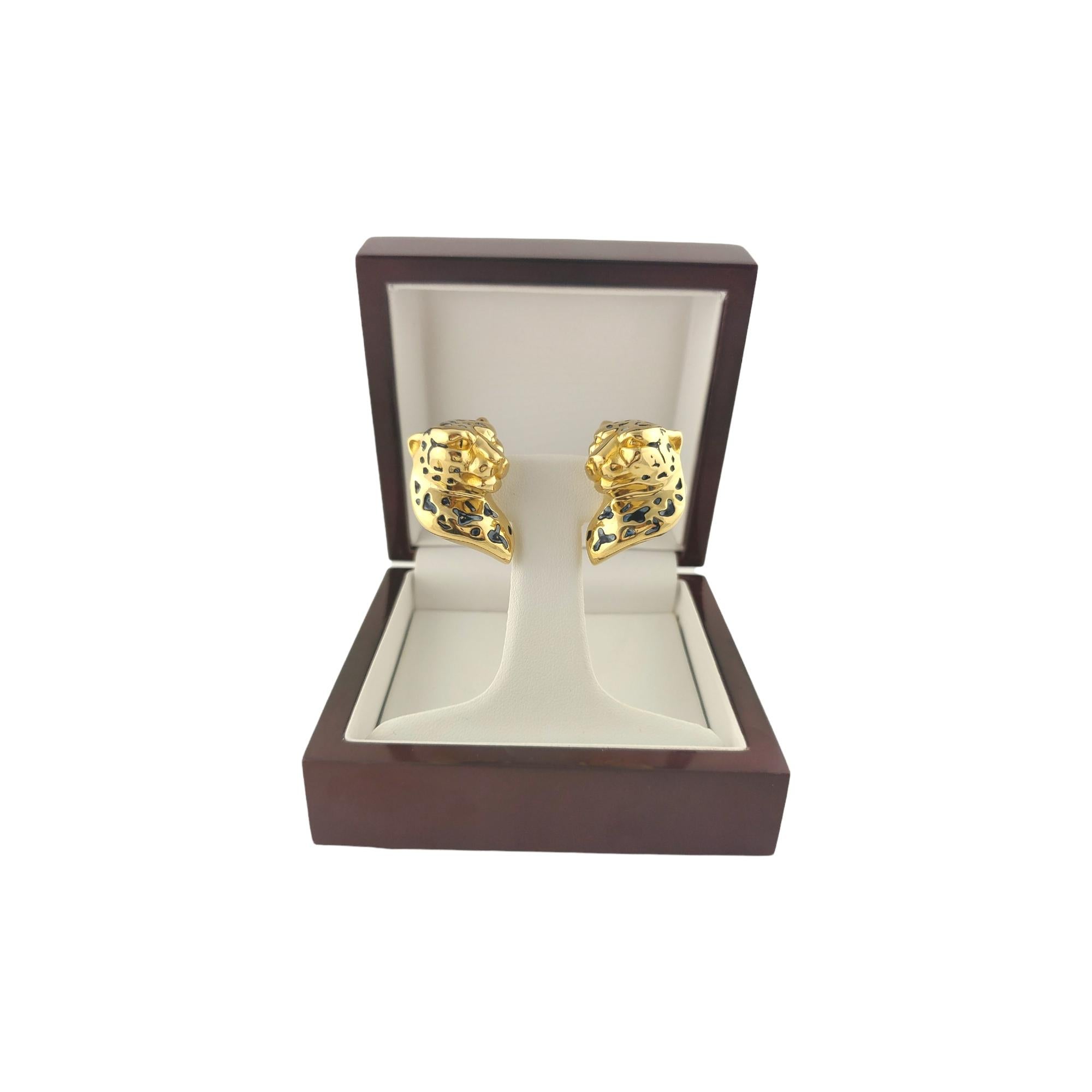 18K Yellow Gold Cheetah Clip on Earrings For Sale 1