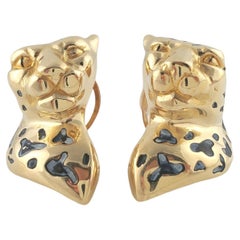 18K Yellow Gold Cheetah Clip on Earrings