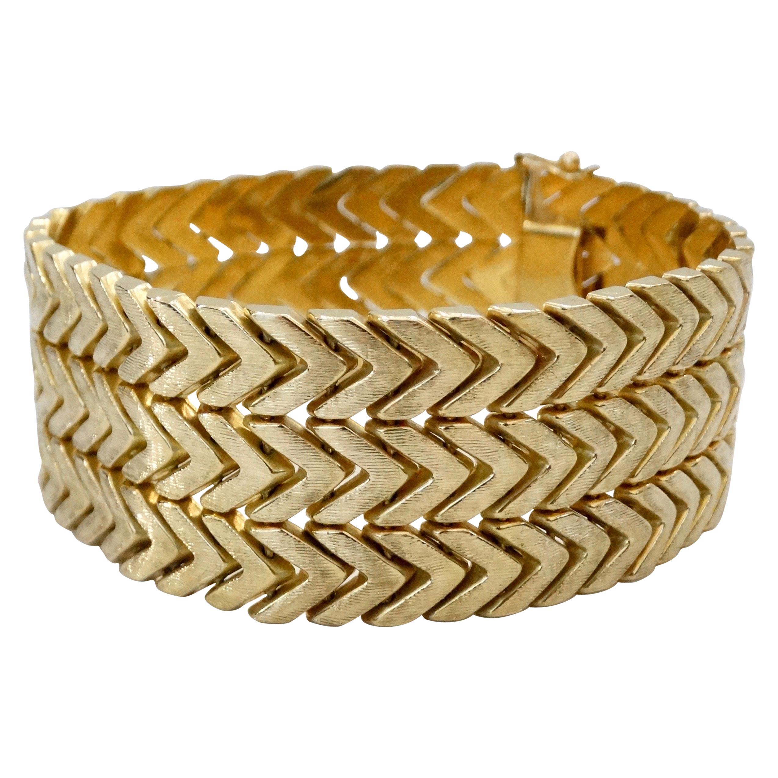 Gold Bracelet Chevron Pattern 