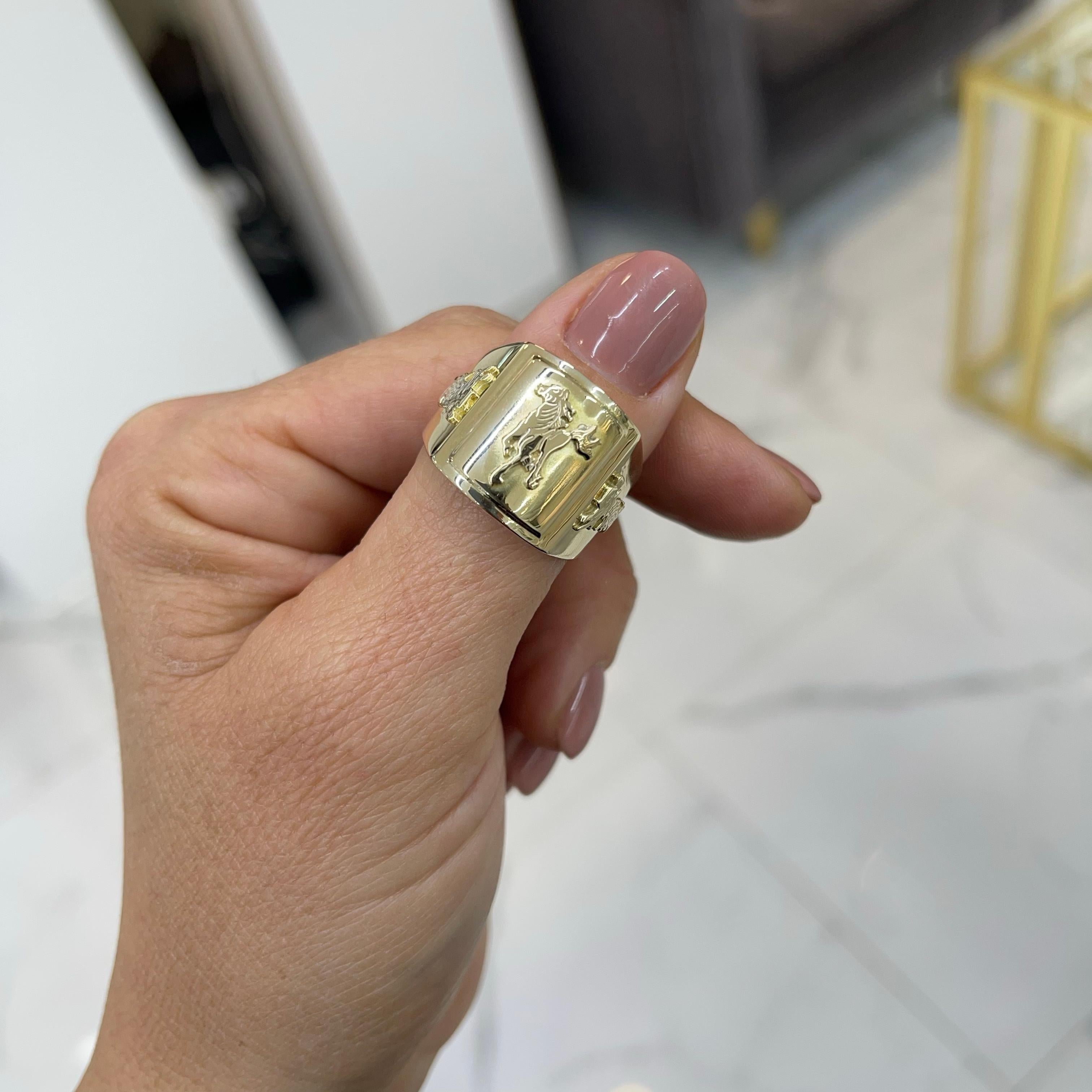 18 Karat Gelbgold Chinesischer Pferde-D Drachen-Ring 3