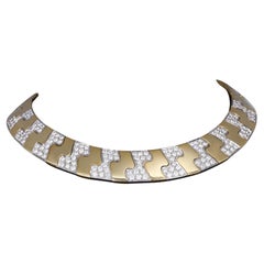 Tour de cou en or jaune 18K avec pavé de diamants S Design