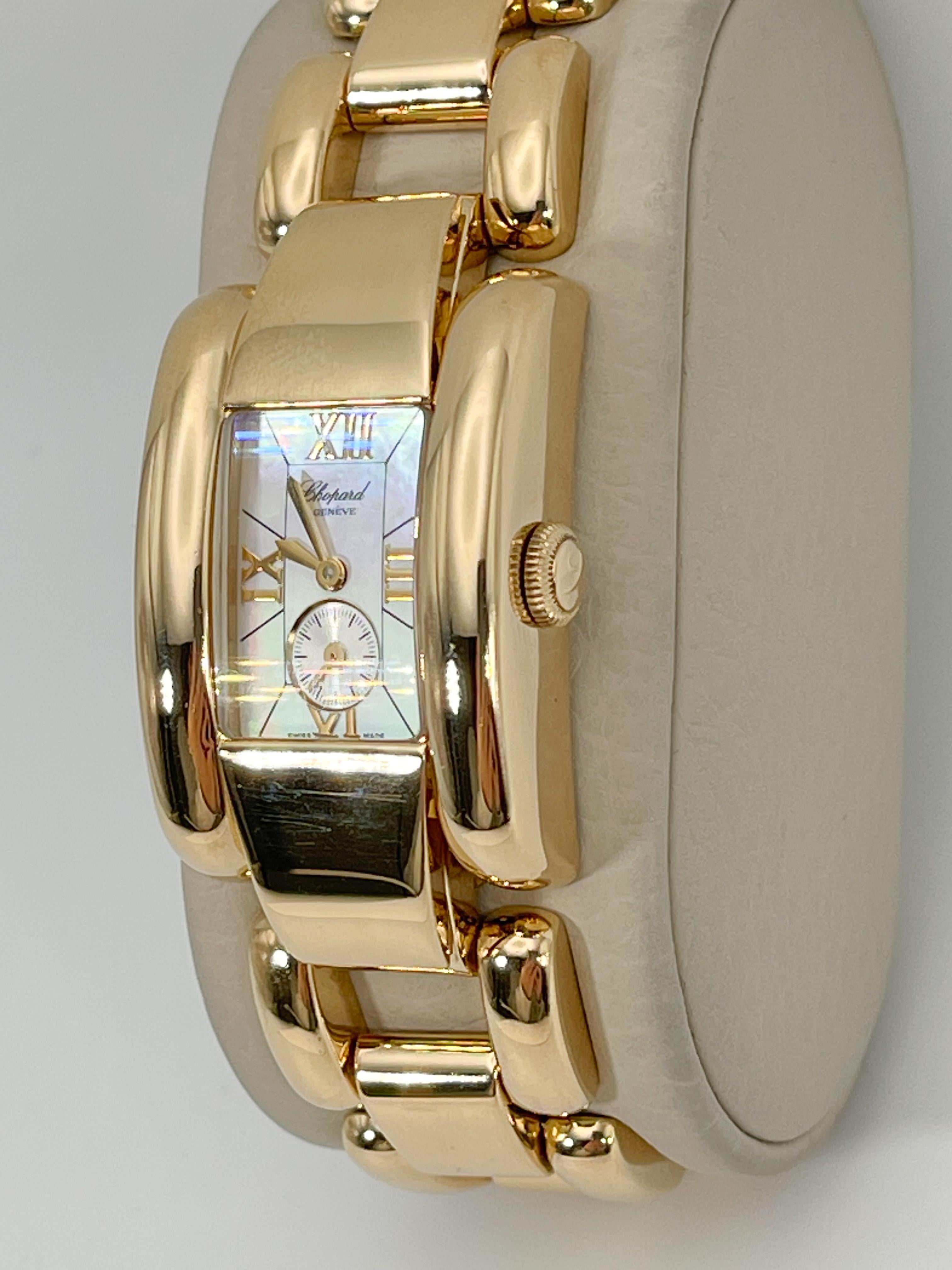 Women's 18K Yellow Gold Chopard La Strada with Rare Mother of Pearl Dial For Sale