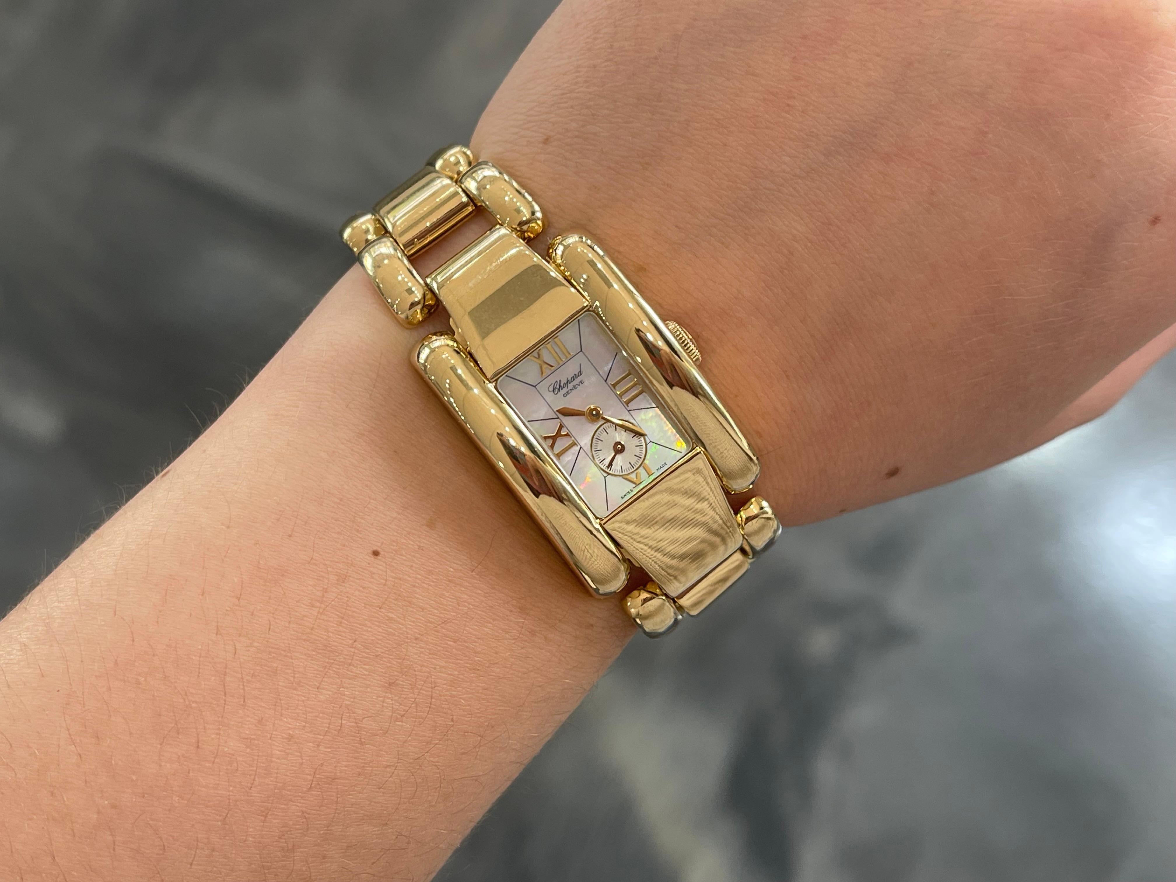18K Yellow Gold Chopard La Strada with Rare Mother of Pearl Dial For Sale 4
