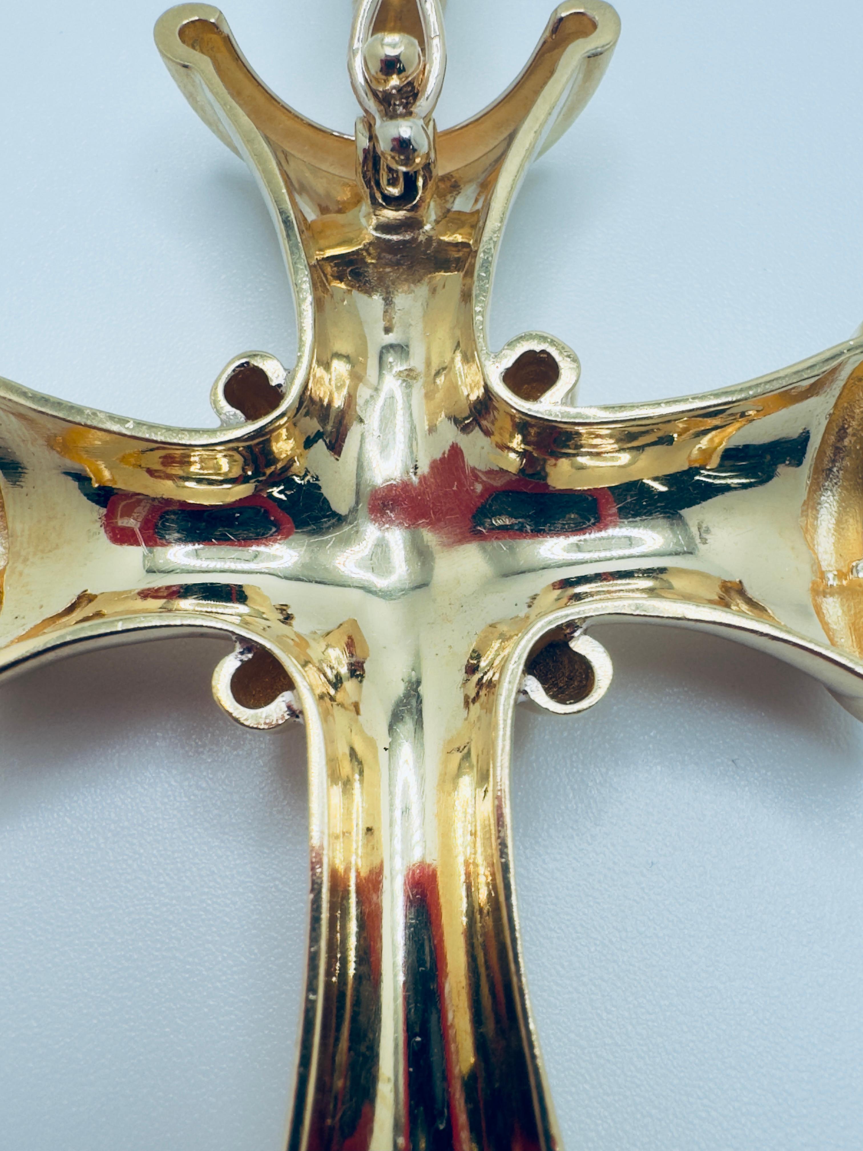 Cruz Francesa de la Fe Cristiana de Oro Amarillo de 18K en venta 5