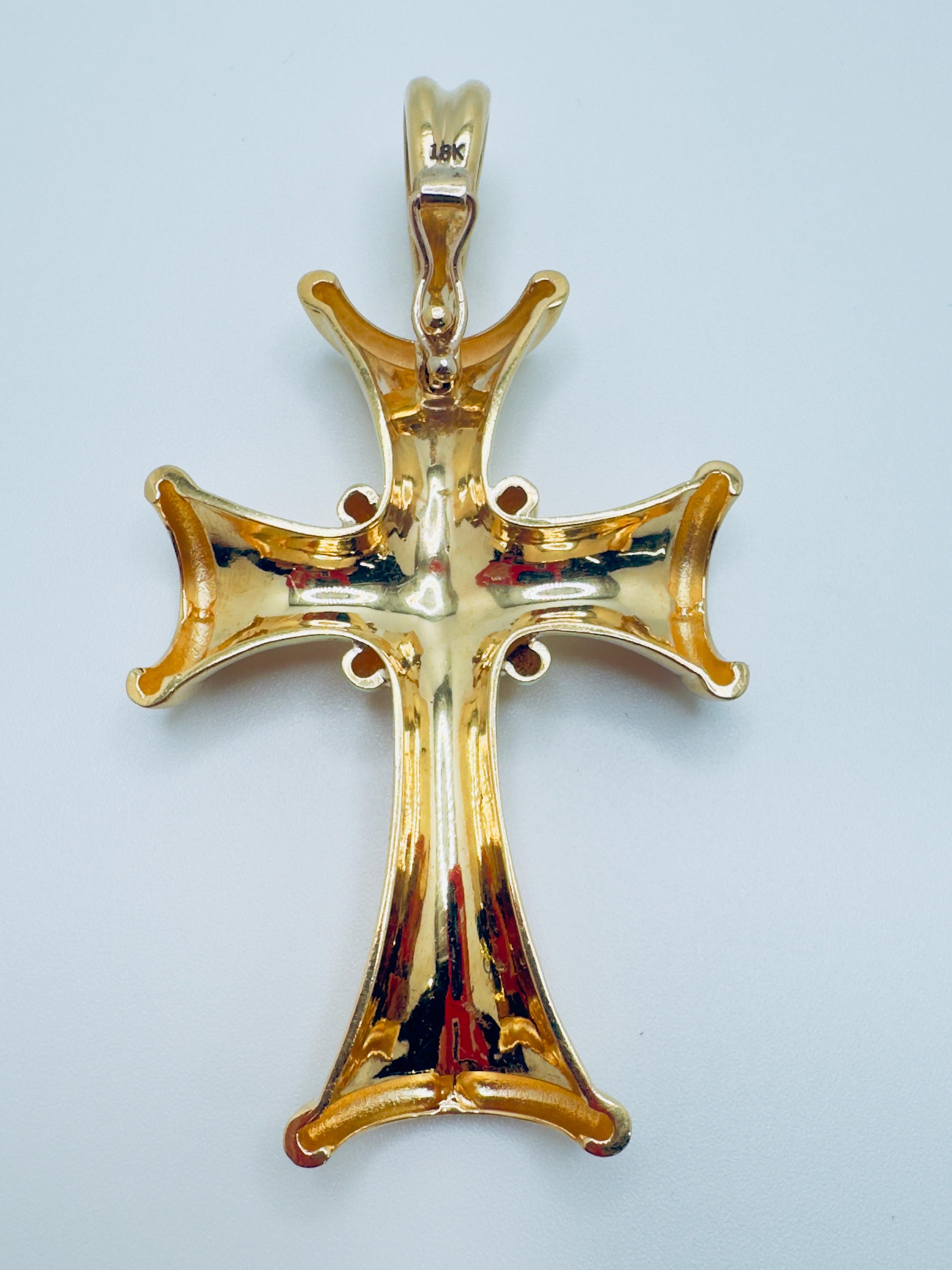 Cruz Francesa de la Fe Cristiana de Oro Amarillo de 18K en venta 3