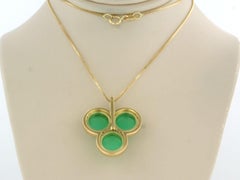 18K Yellow Gold Chrysophrase Pendant Necklace, 45cm, 9.9g, Excellent