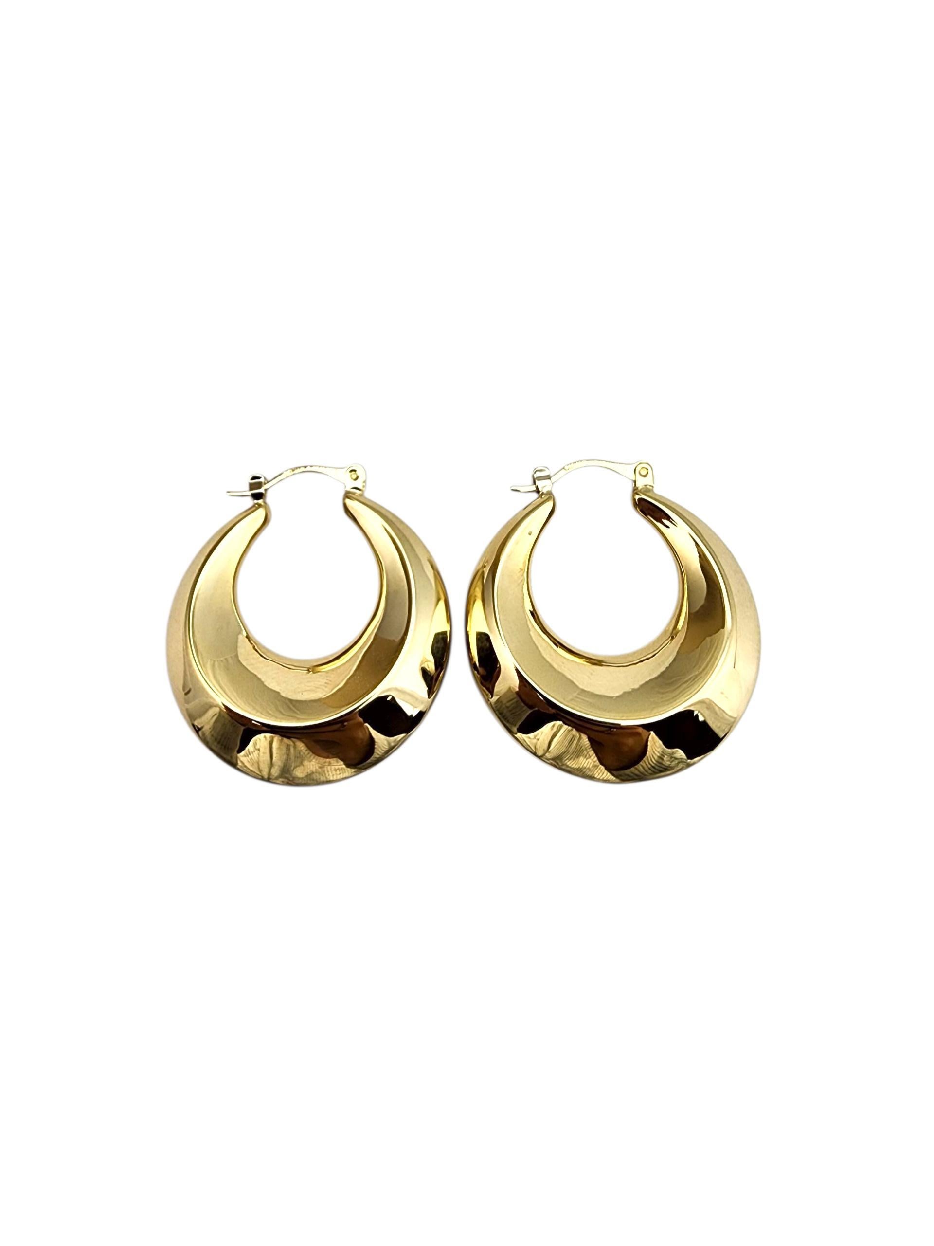 18K Yellow Gold Chunky Hoop Earrings #22703