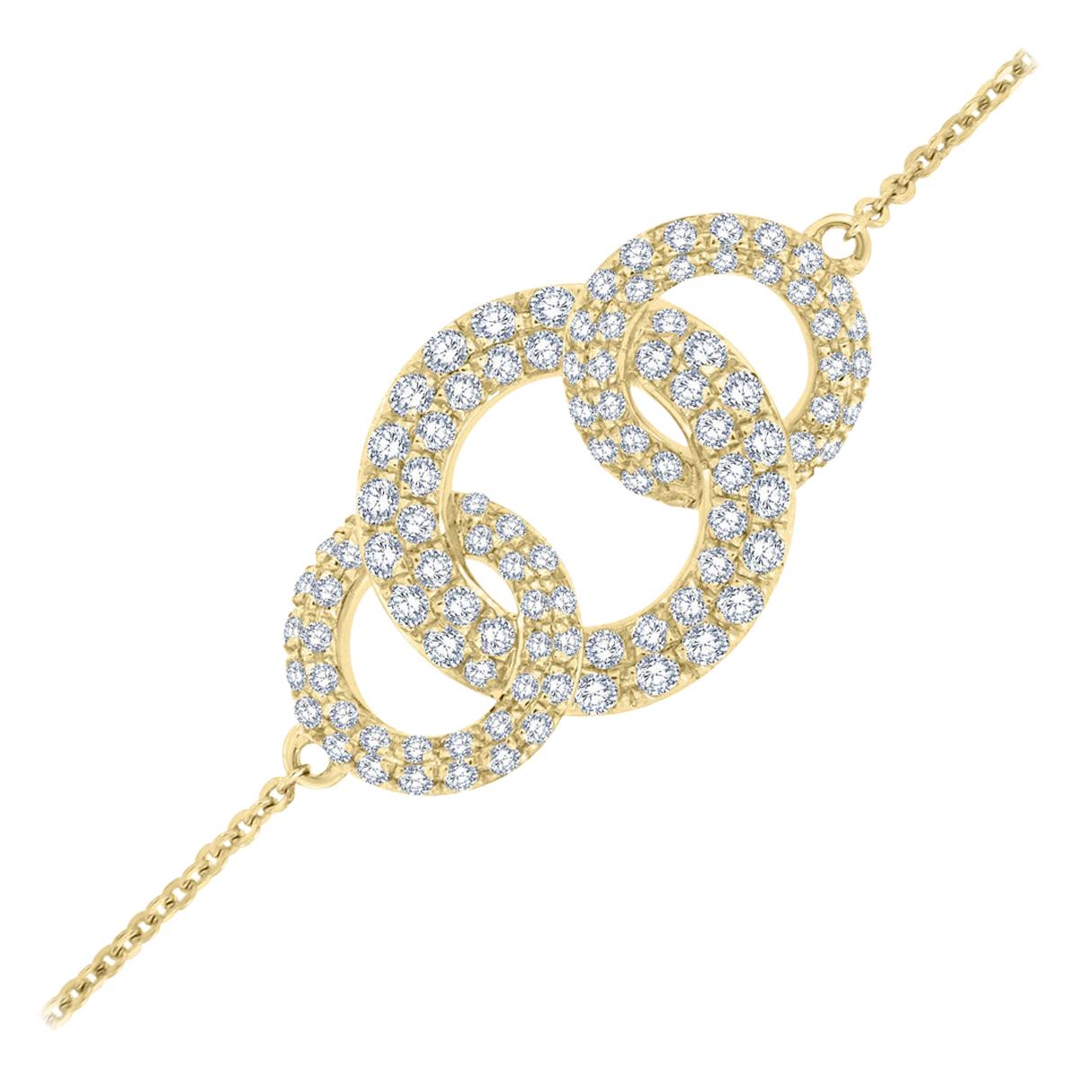 Bracelet en or jaune 18 carats avec cercles de diamants de 3/4 carats « Tw »