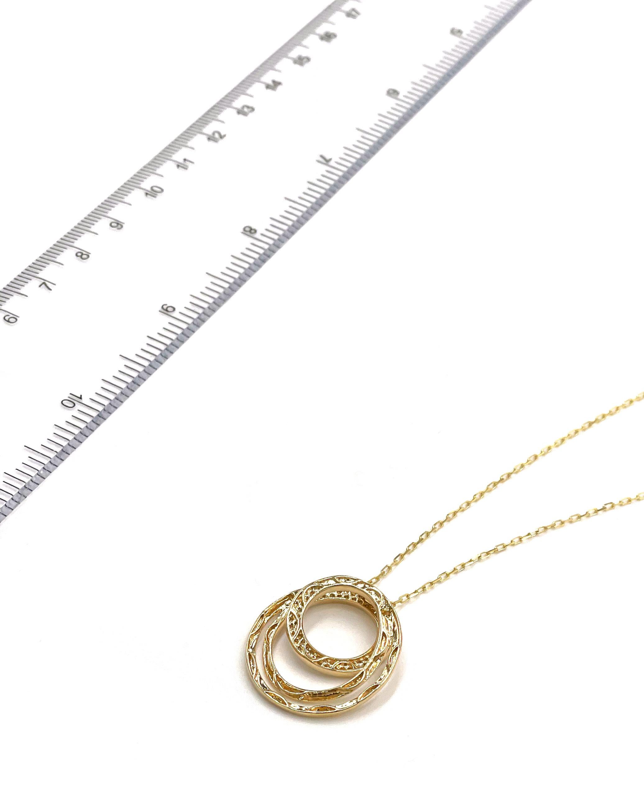 De las mujeres Collar de Diamantes Círculo de Oro Amarillo de 18 K