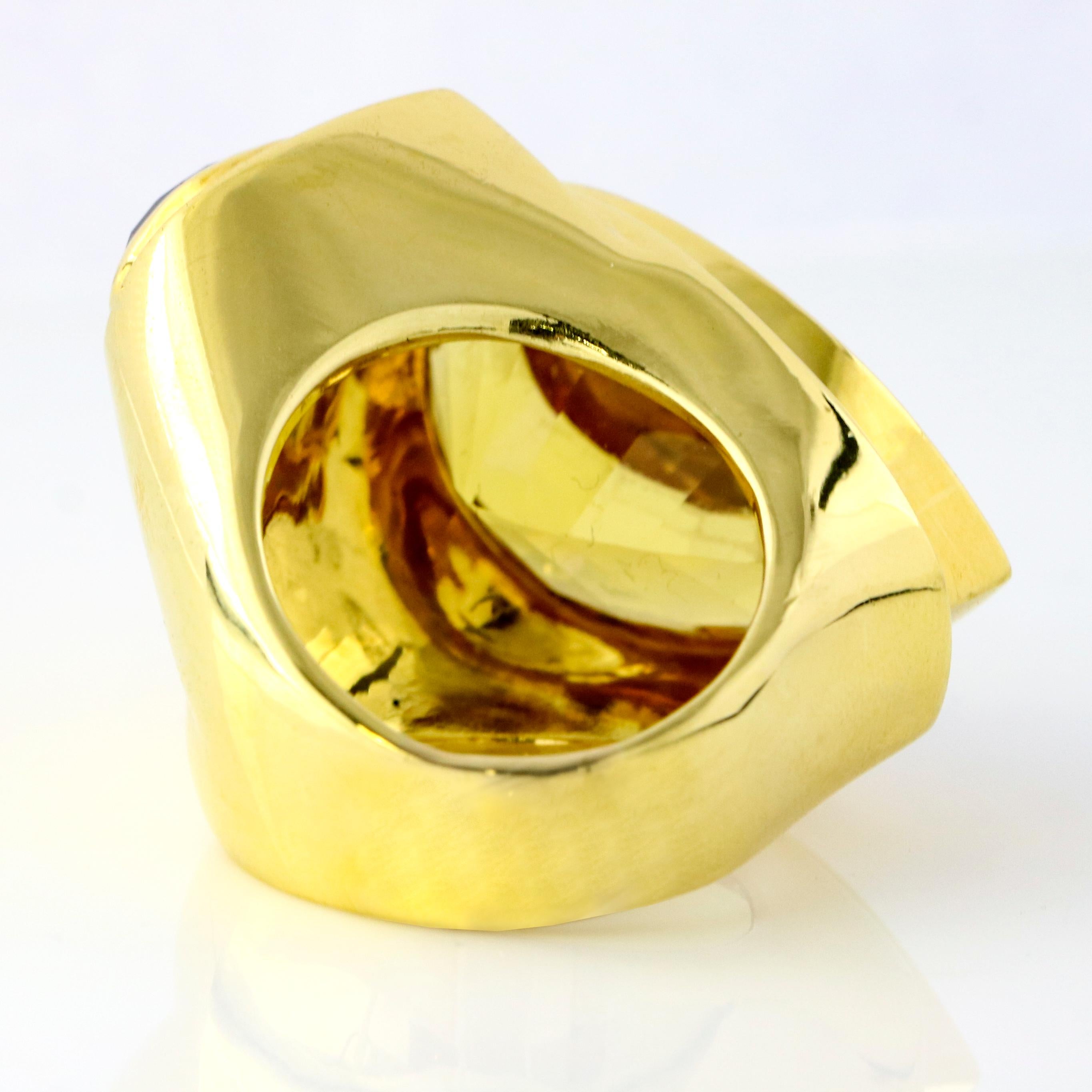 18 Karat Yellow Gold Citrine Amethyst Fashion Statement Ring For Sale 1