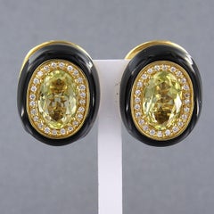 18k Yellow Gold Citrine and Diamond Clip-On Earrings, 0.60ct Total