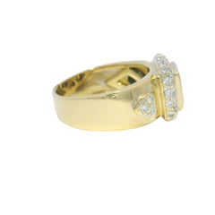 18K Gelbgold Citrin unsichtbar Set & Diamant Halo Square Wide Ring Auf Lager