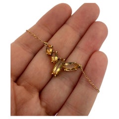 18K Yellow Gold Citrine Necklace 4 Stone Faceted Oval Citrine 17” 4.69g