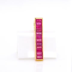 Used 18K Yellow Gold Classic 4X2 MM Mozambique Ruby Baguette Bar Pendant