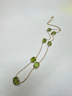 18K Yellow Gold Classic "By the Yard" 38.45 Carat Peridot Station Necklace
