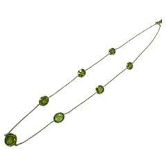 18K Yellow Gold Classic "By the Yard" 38.45 Carat Peridot Station Necklace