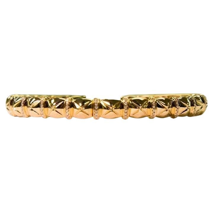 18K Yellow Gold Classic Diamond Bangle with Natural Diamonds IdunnCollection