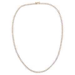 18k Yellow Gold Classic Diamond Tennis Necklace DTW. 14.00 carats