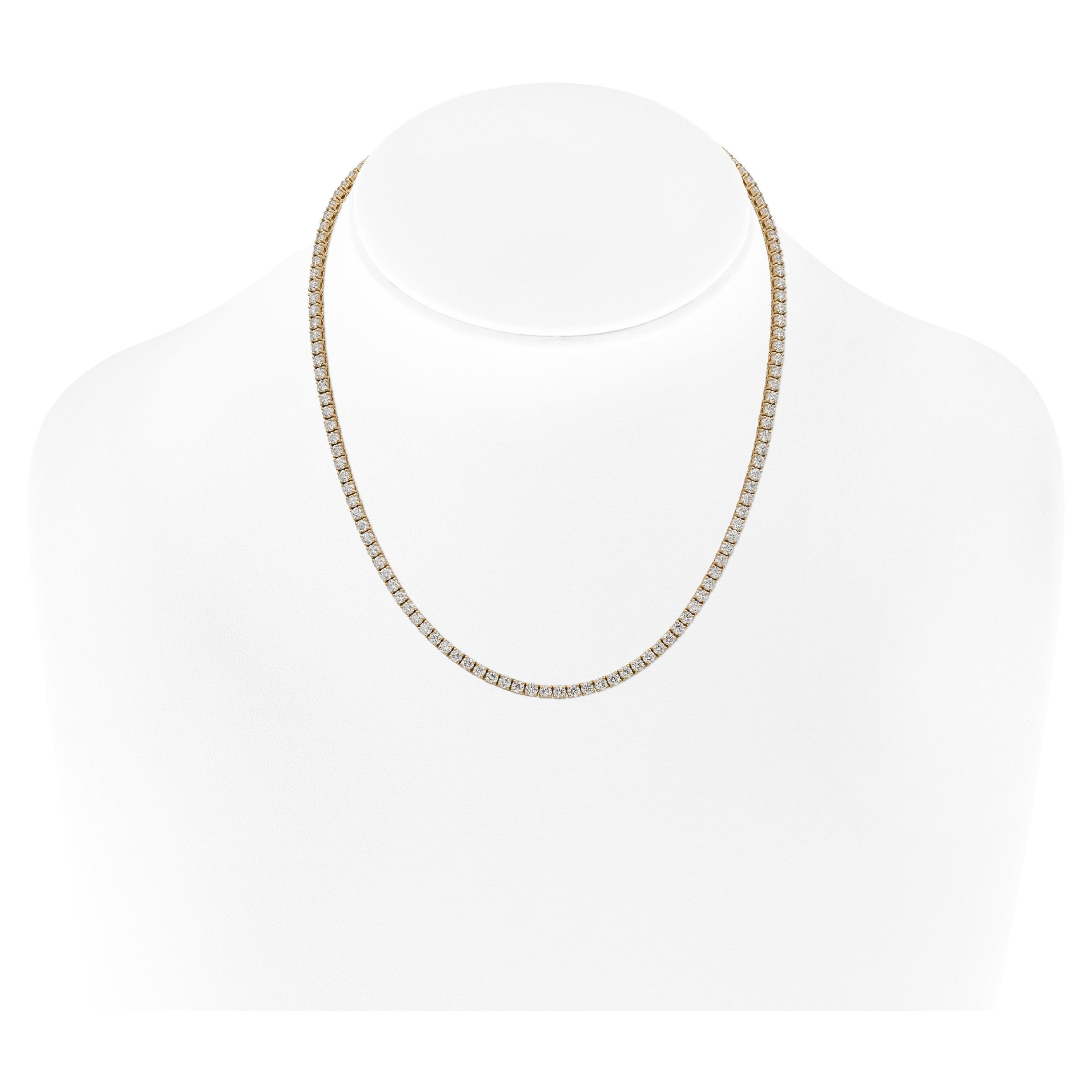 18k Gelbgold Classic Diamond Tennis Halskette DTW. 14.00 Karat