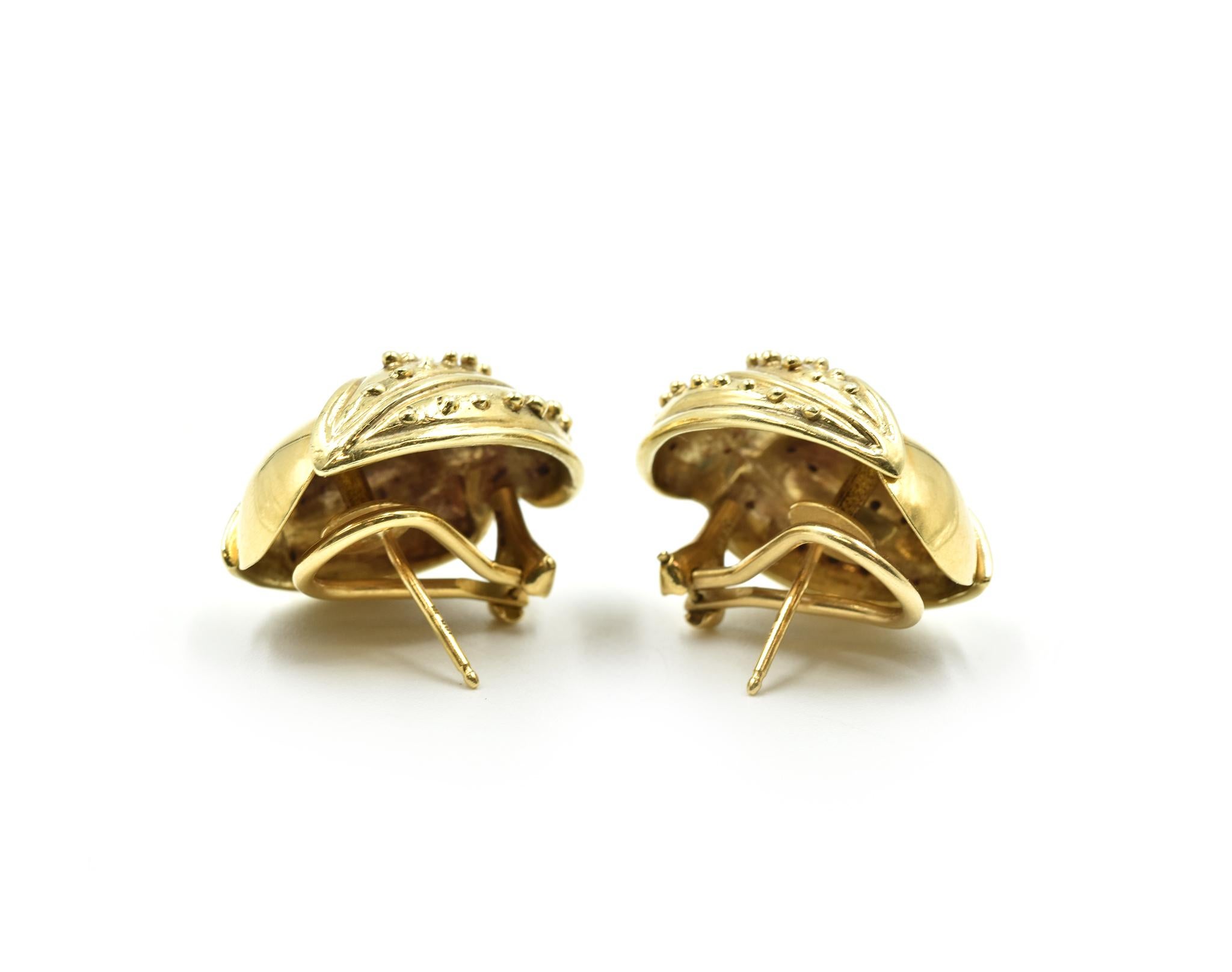 Women's or Men's 18 Karat Yellow Gold Clip-On Earrings