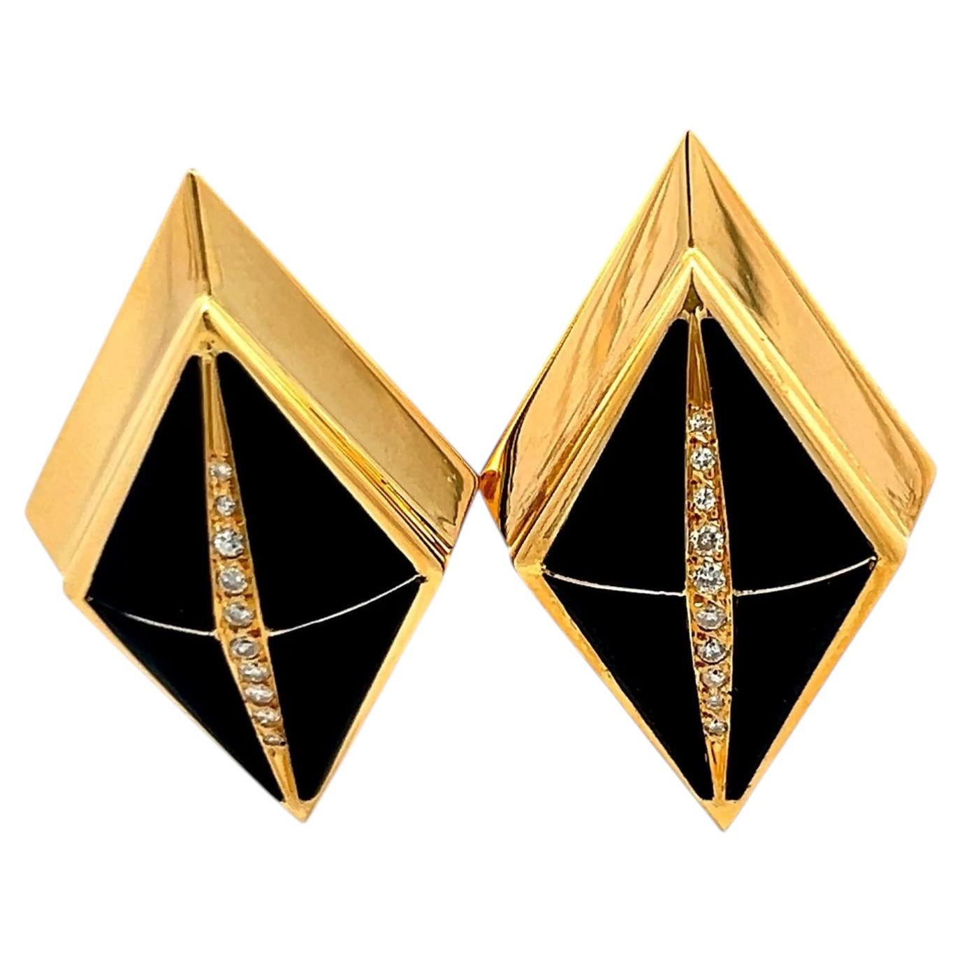 18K Yellow Gold Clip-On Earrings with 0.2 Carat Round G SI Diamonds