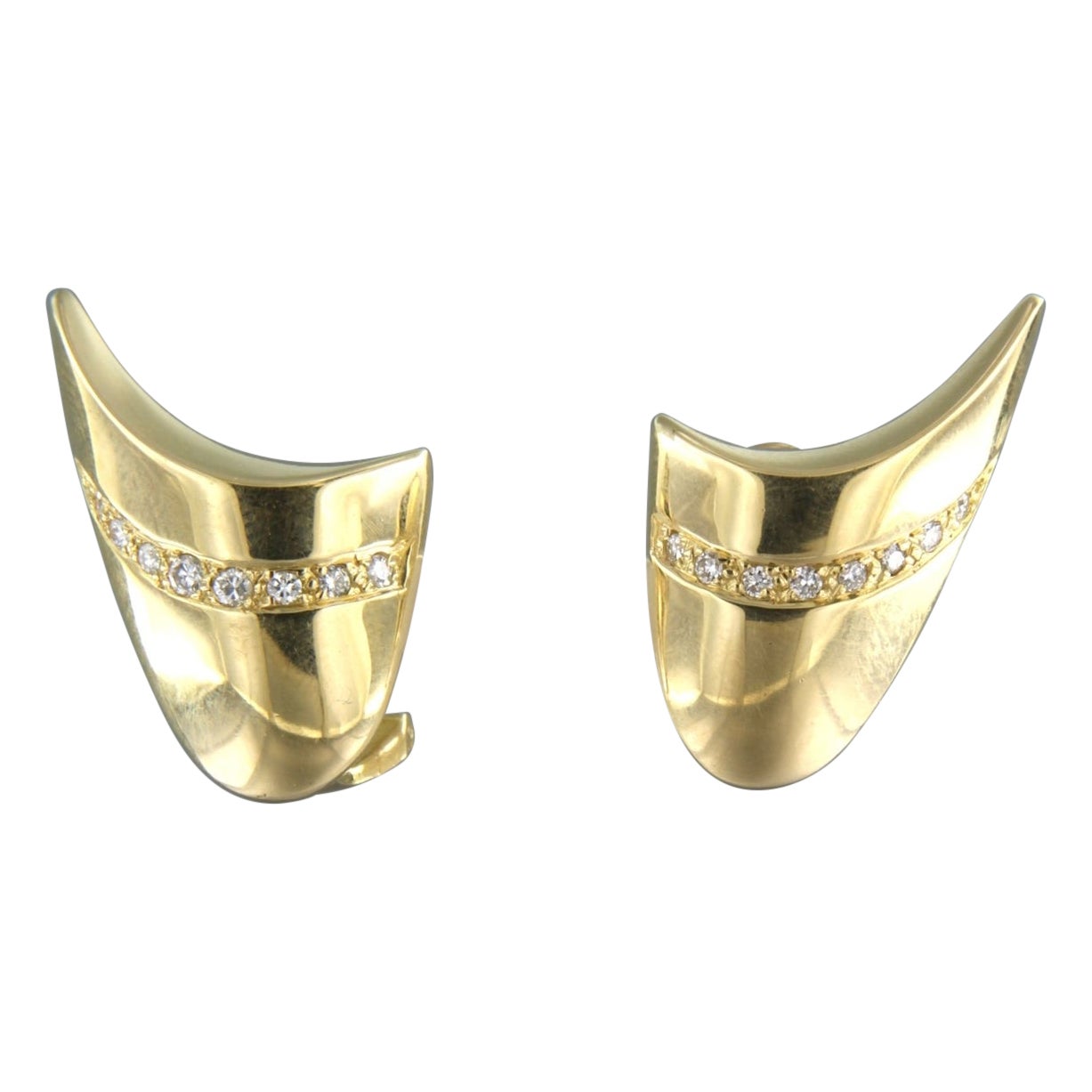 18k Yellow Gold Clip-On Earrings with 0.20ct Brilliant-Cut Diamonds