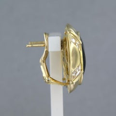 18k Yellow Gold Clip-On Earrings with Onyx and Diamond, 0.20ct 18.5 grams