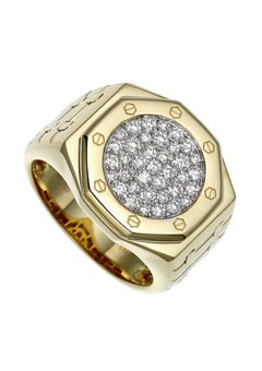 18K Yellow Gold Clock-Shaped Diamond Ring, 0.80ct, Size 11.25