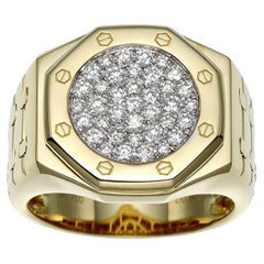 Bague en or jaune 18 carats avec diamant en forme d'horloge, 0,80 carat, taille 11,25