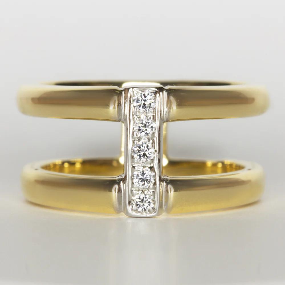 For Sale:  18k Yellow Gold Cocktail Ring with Wide Geometric Band 2