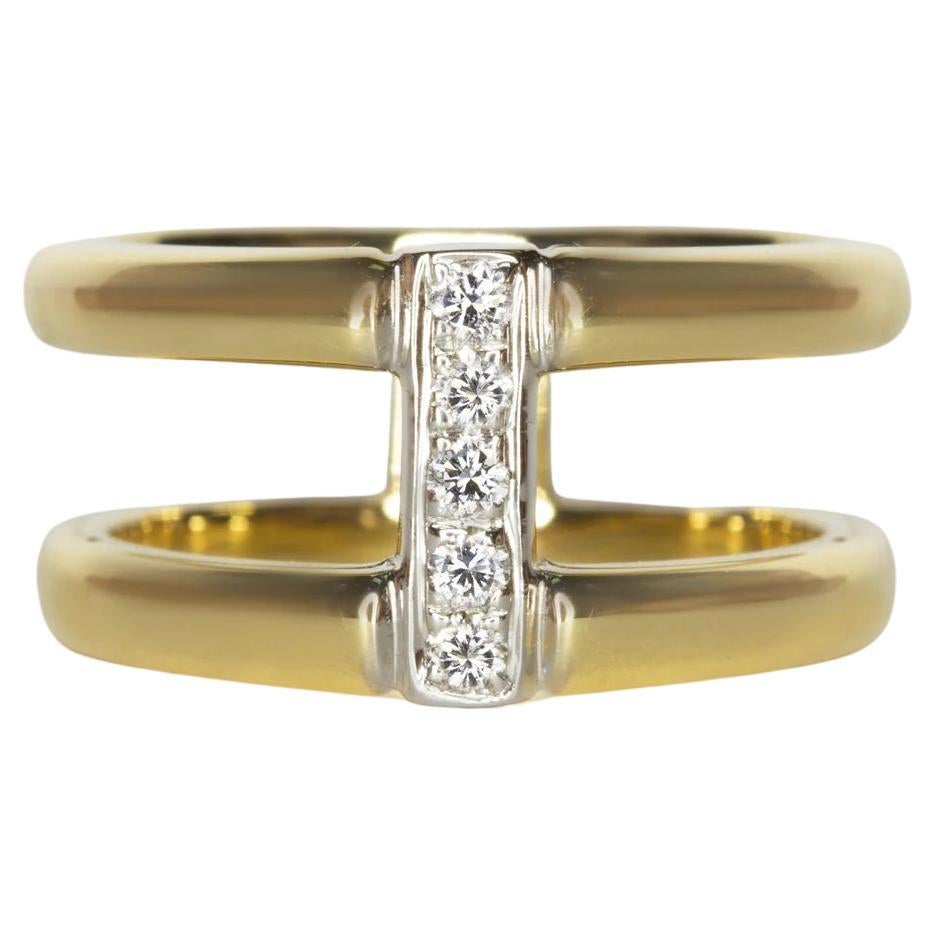 18 Karat Gelbgold Cocktail-Ring mit breitem geometrischem Band