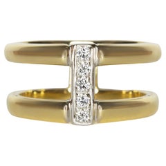 18k Yellow Gold Cocktail Ring with Wide Geometric Band