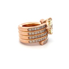 18K Yellow Gold Cocktail Ring with 7.95 Carat Circular GIA Diamonds Size 6.5