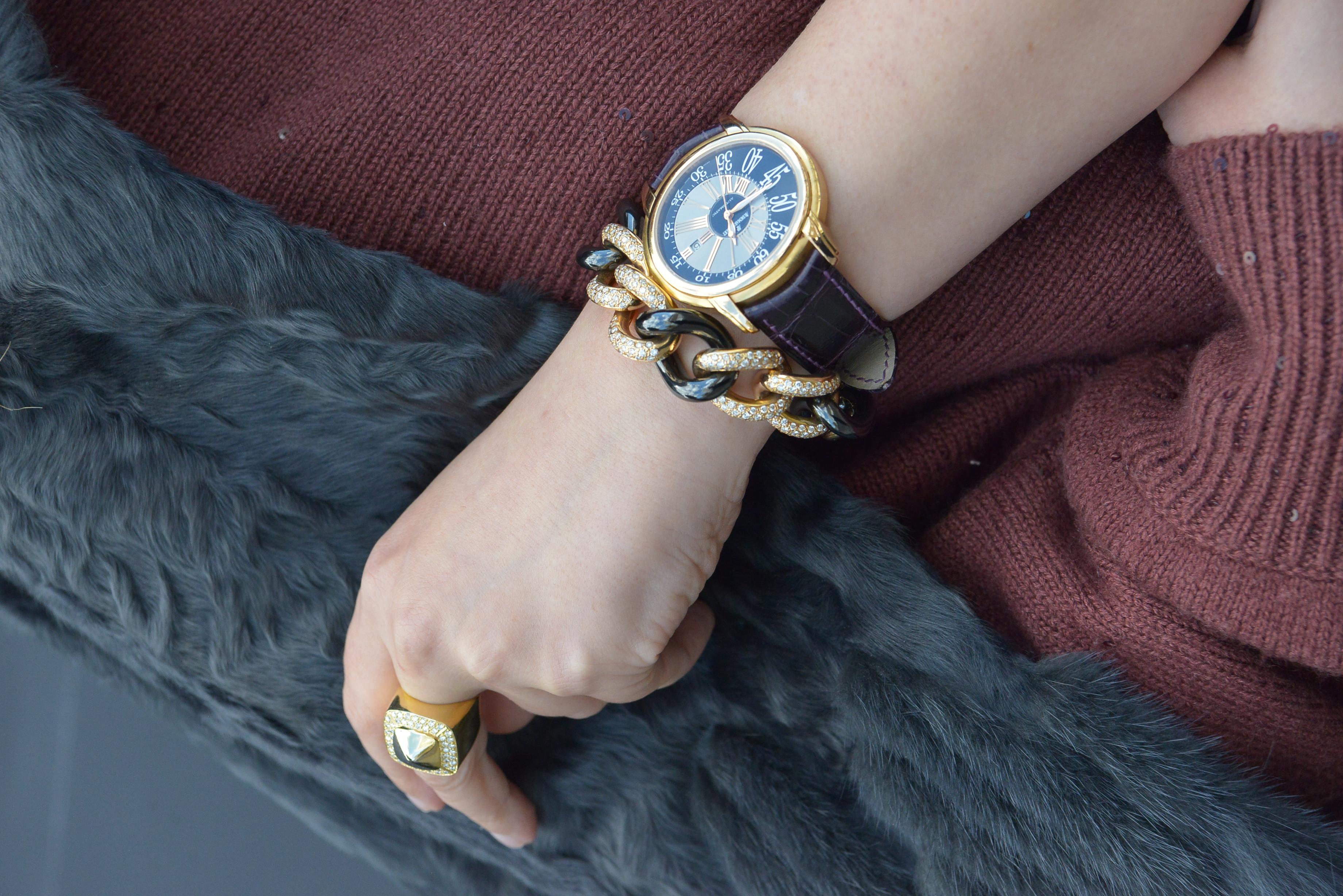 Bague de cocktail en or jaune 18k avec diamants Neuf - En vente à London, GB