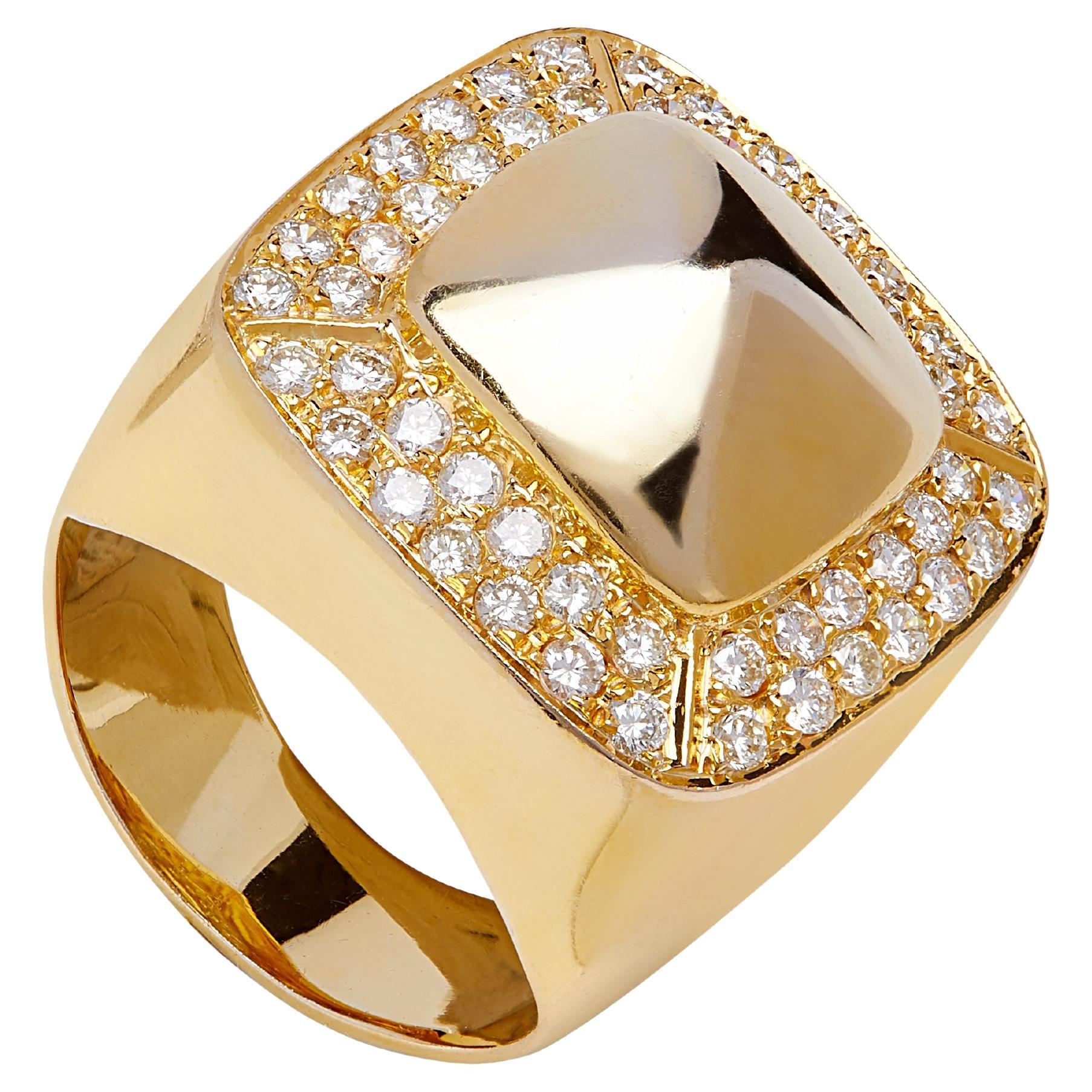 Bague de cocktail en or jaune 18k avec diamants en vente