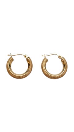 18K Yellow Gold Coil Hoop Earrings #21953