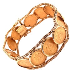 18k Yellow Gold Coin Bracelet