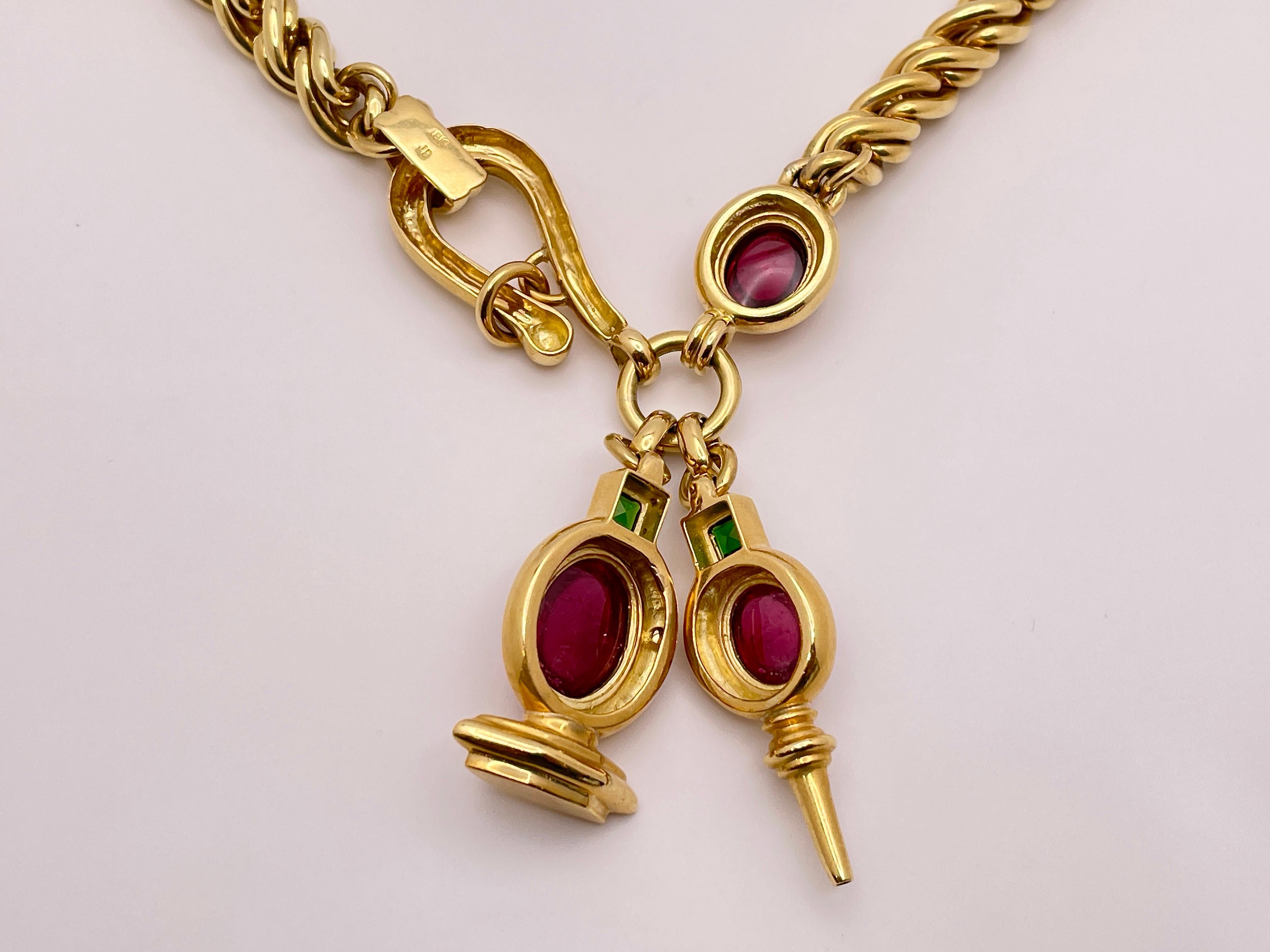 18K Yellow Gold Color Stone Necklace For Sale 6