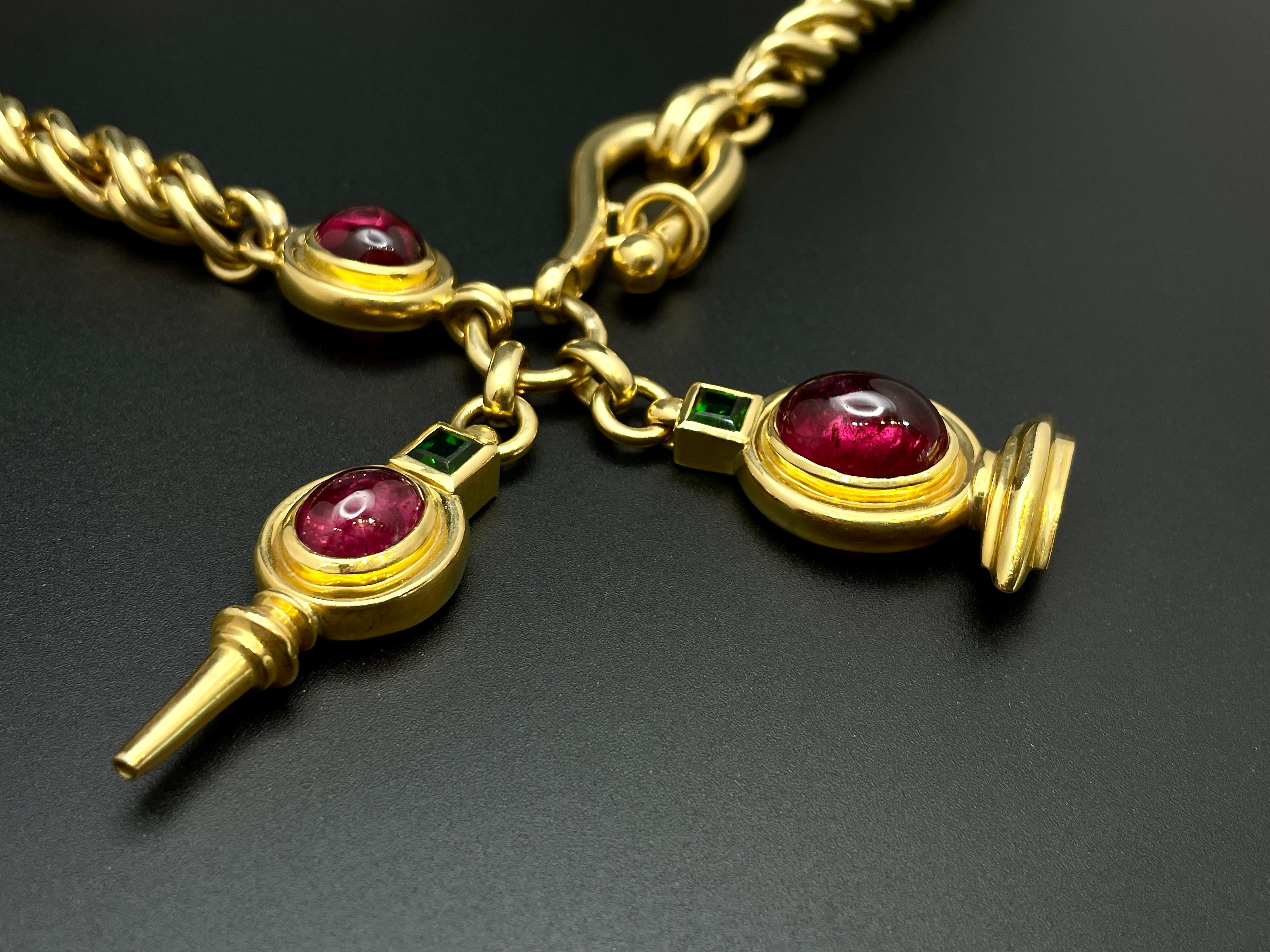 18 Karat Gelbgold Farbstein-Halskette im Angebot 8