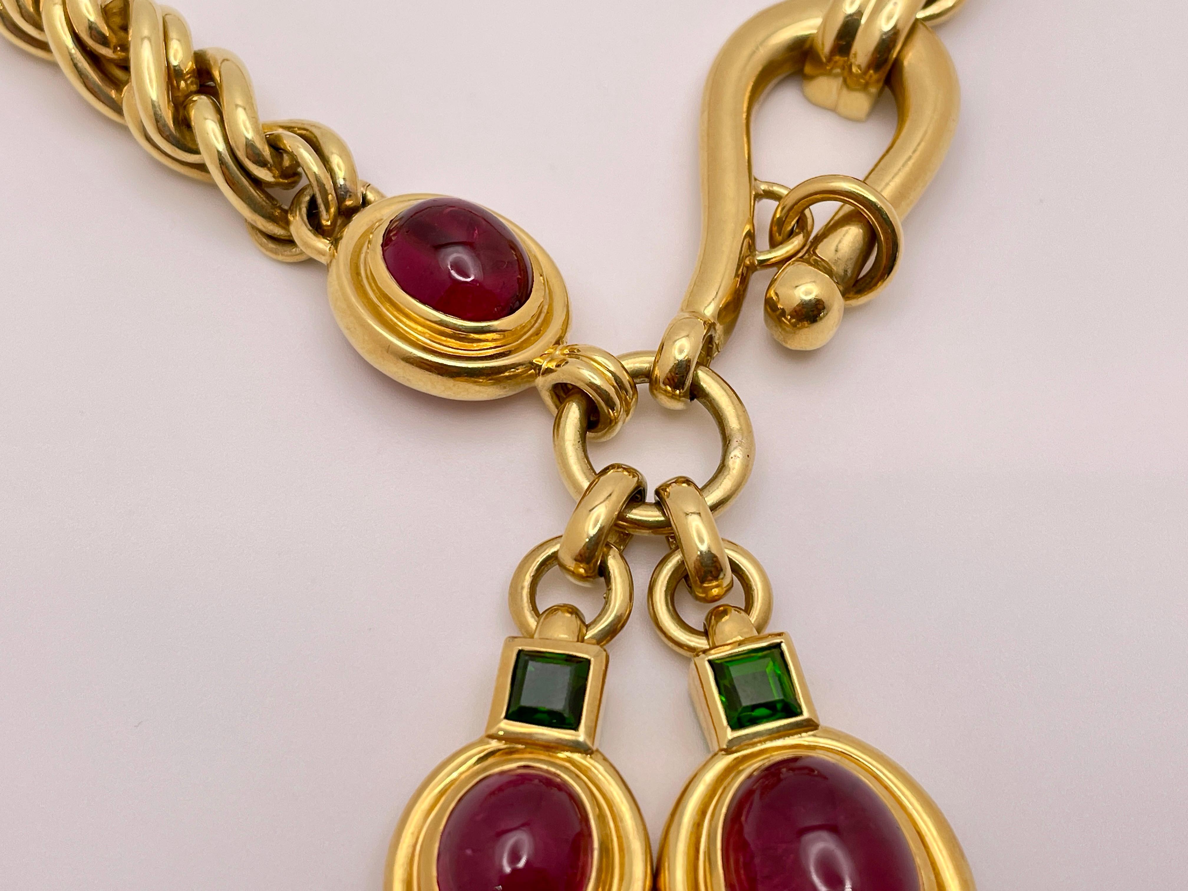 18K Yellow Gold Color Stone Necklace For Sale 12