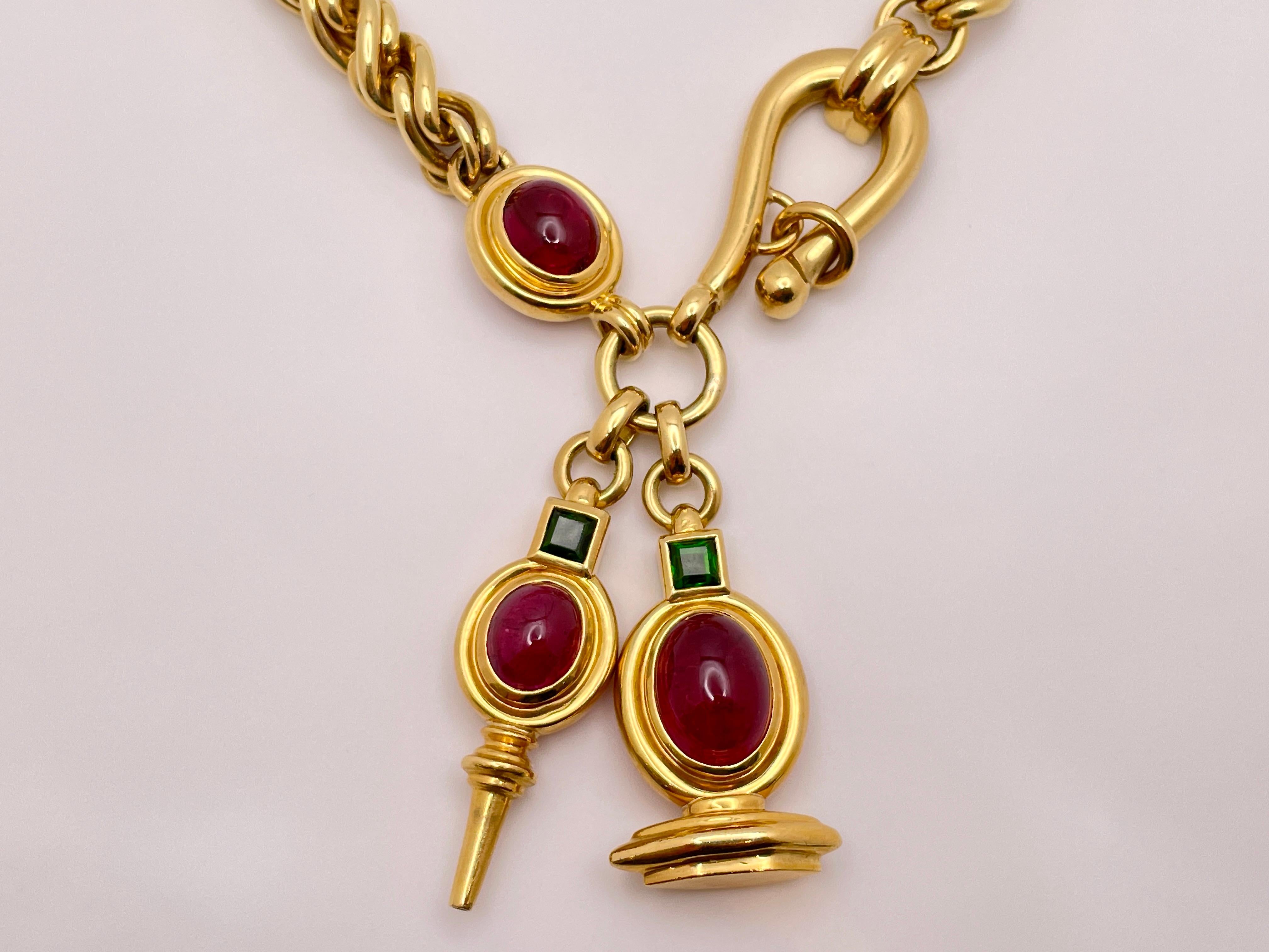 18K Yellow Gold Color Stone Necklace For Sale 13